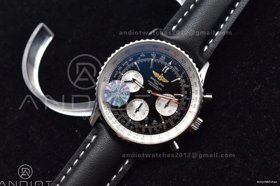 on Bracelet Navitimer 43mm BLS Black Edition 1 916 SS A Best Popular Dial Leather 1:1 0427